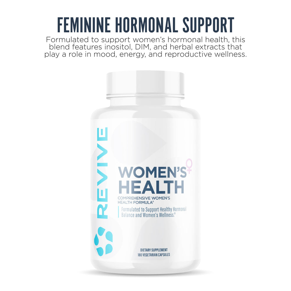 Close-up of Revive MD Hormone Balance capsules for daily use