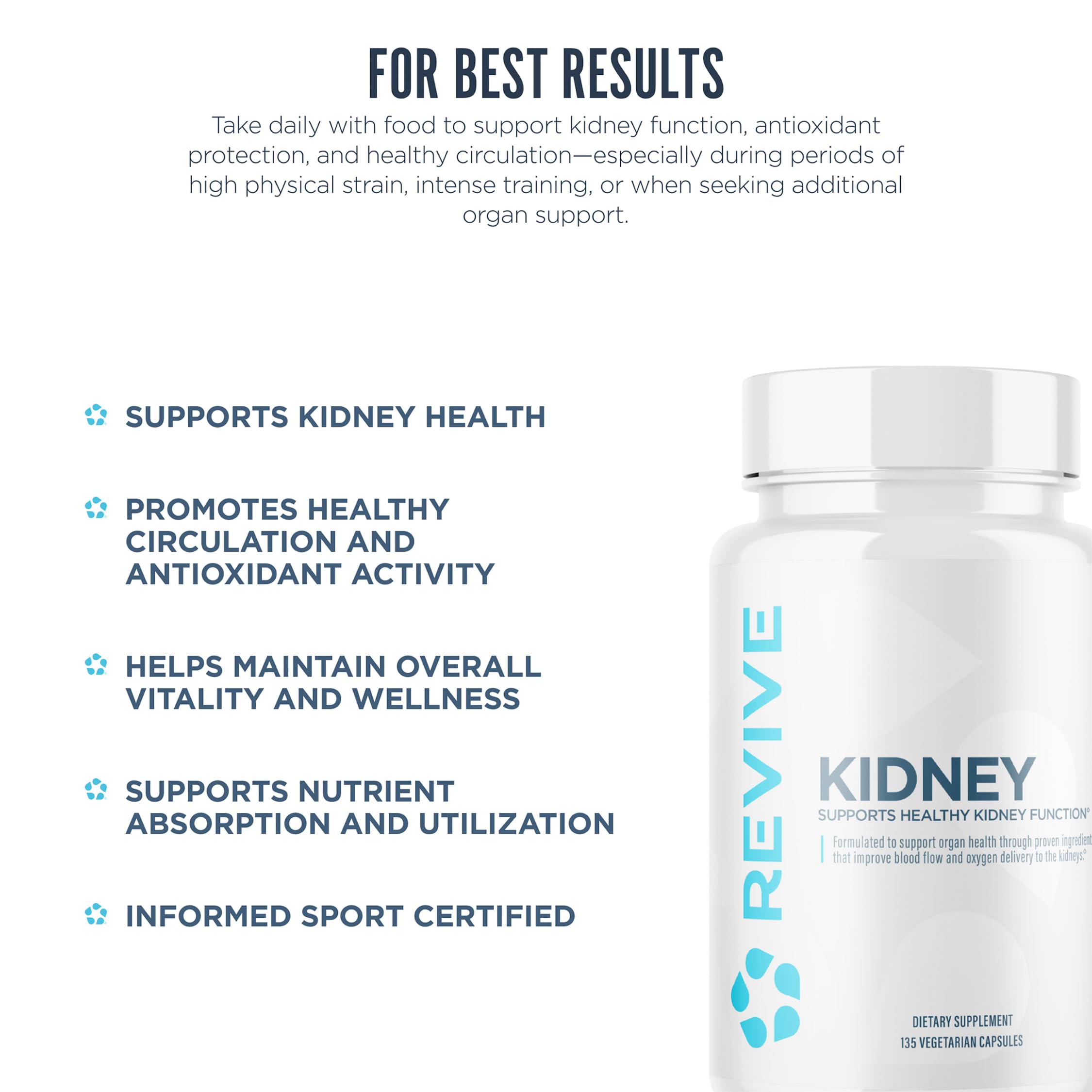 Revive MD kidney ingredients label featuring astragalus, beet root.