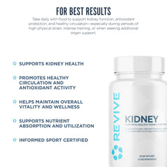 Revive MD kidney ingredients label featuring astragalus, beet root.