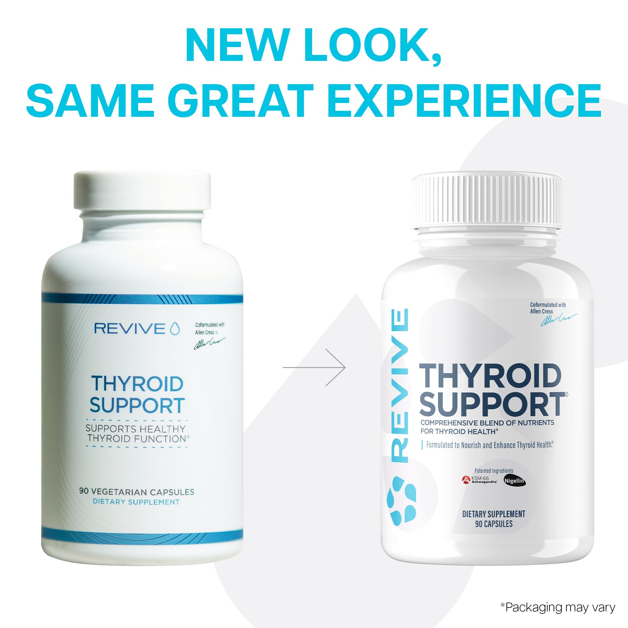 Revive MD Thyroid Support capsules in hand highlighting portability for on-the-go routine.