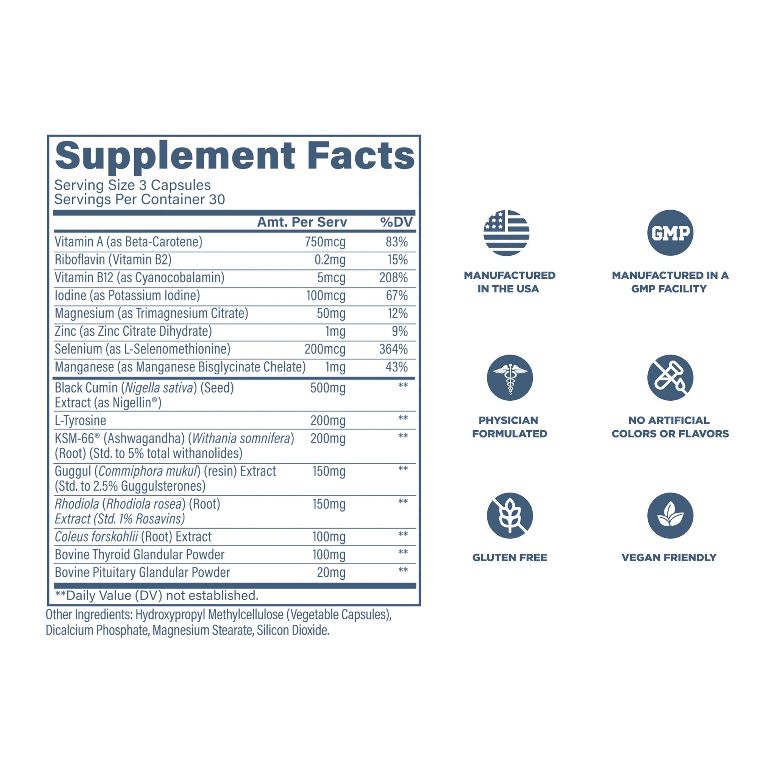 Revive MD Thyroid Support daily-use scene suggests simple three-capsule routine.