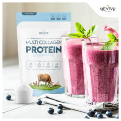 Revive Naturals grass-fed bovine collagen powder for premium absorption and potency.