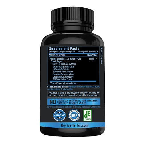Revive Herbs shelf-stable probiotic packaging on kitchen shelf, no refrigeration needed.