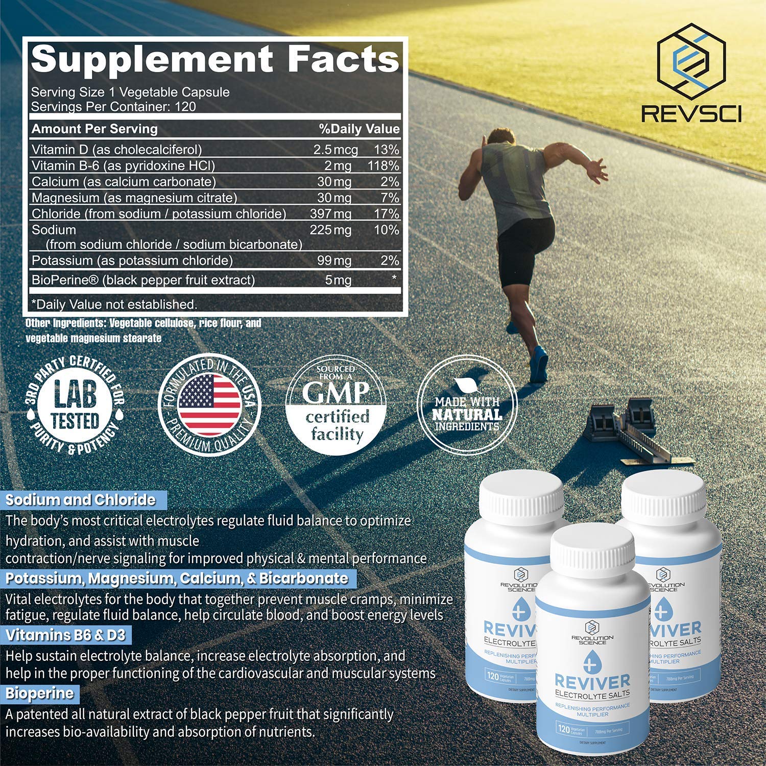 REVIVER USA-made lab-tested label indicating quality assurance