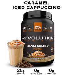 Revolution Nutrition High Whey scoop dispense, easy portion control between meals.