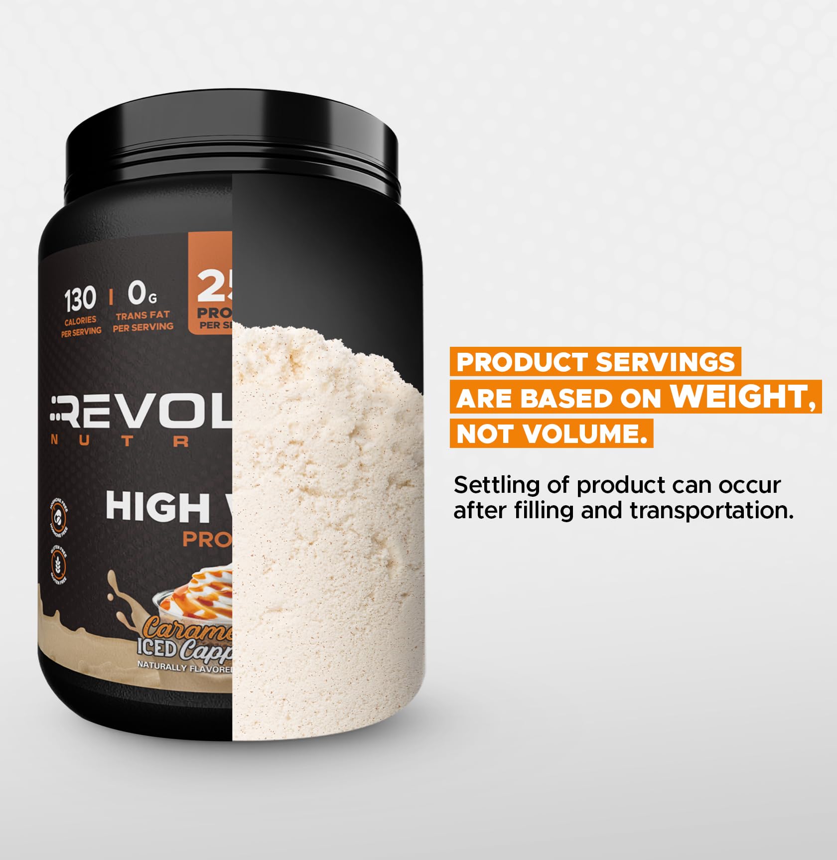 Revolution Nutrition High Whey serving dish, ideal for portioning at home.