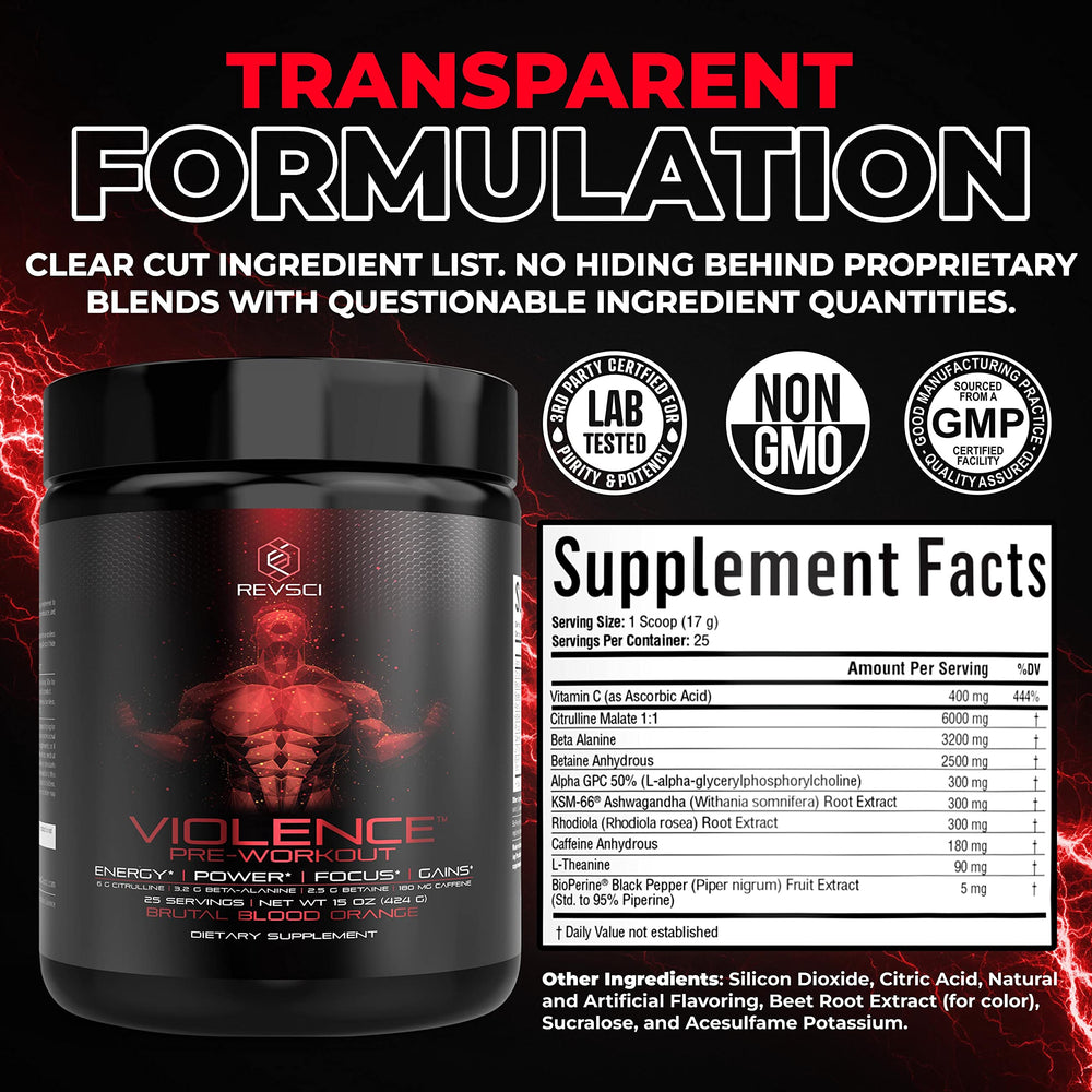 Revolution Science Violence pre-workout in use during a training session for focus.
