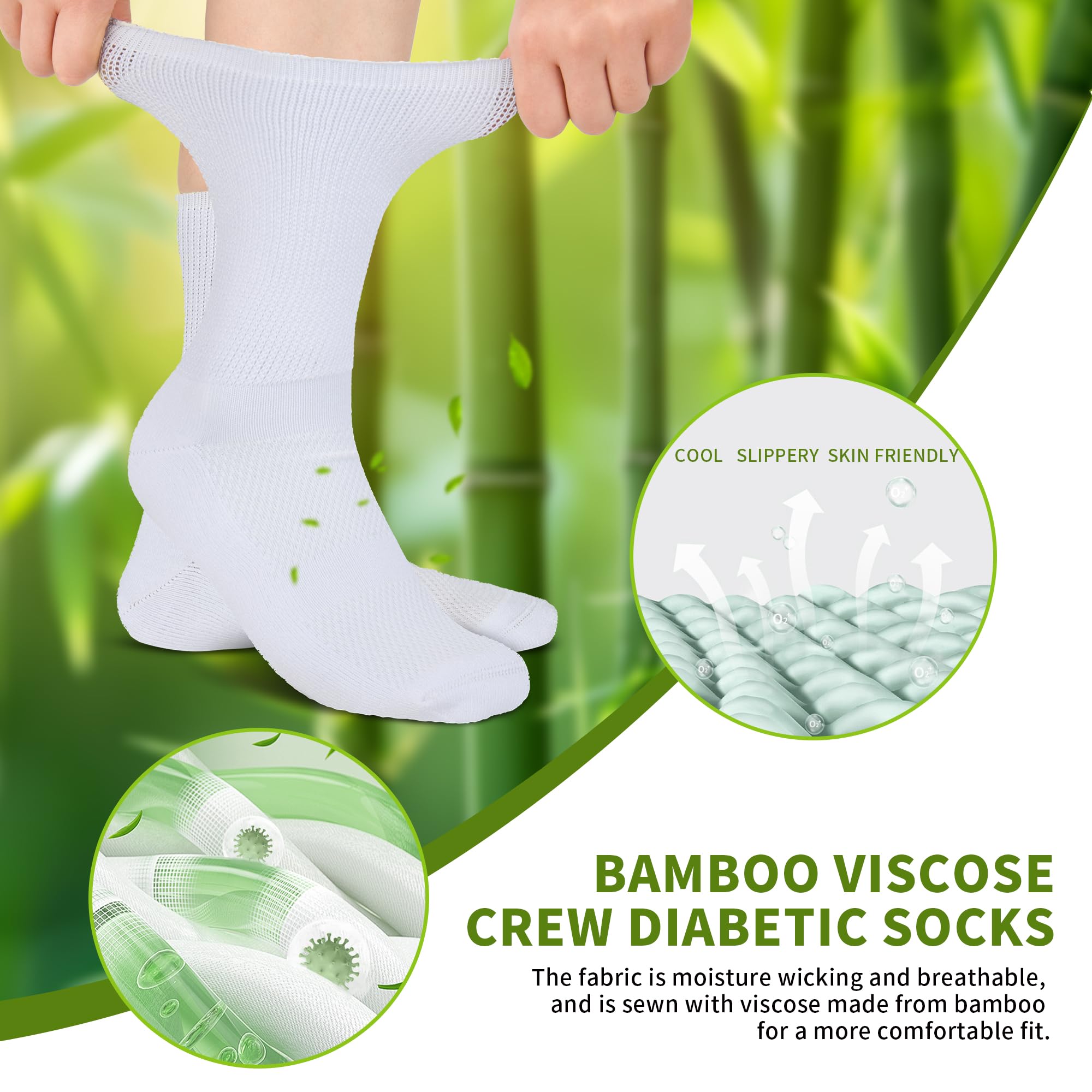Revosoxs diabetic crew socks non-binding top design around the ankle for smooth wear