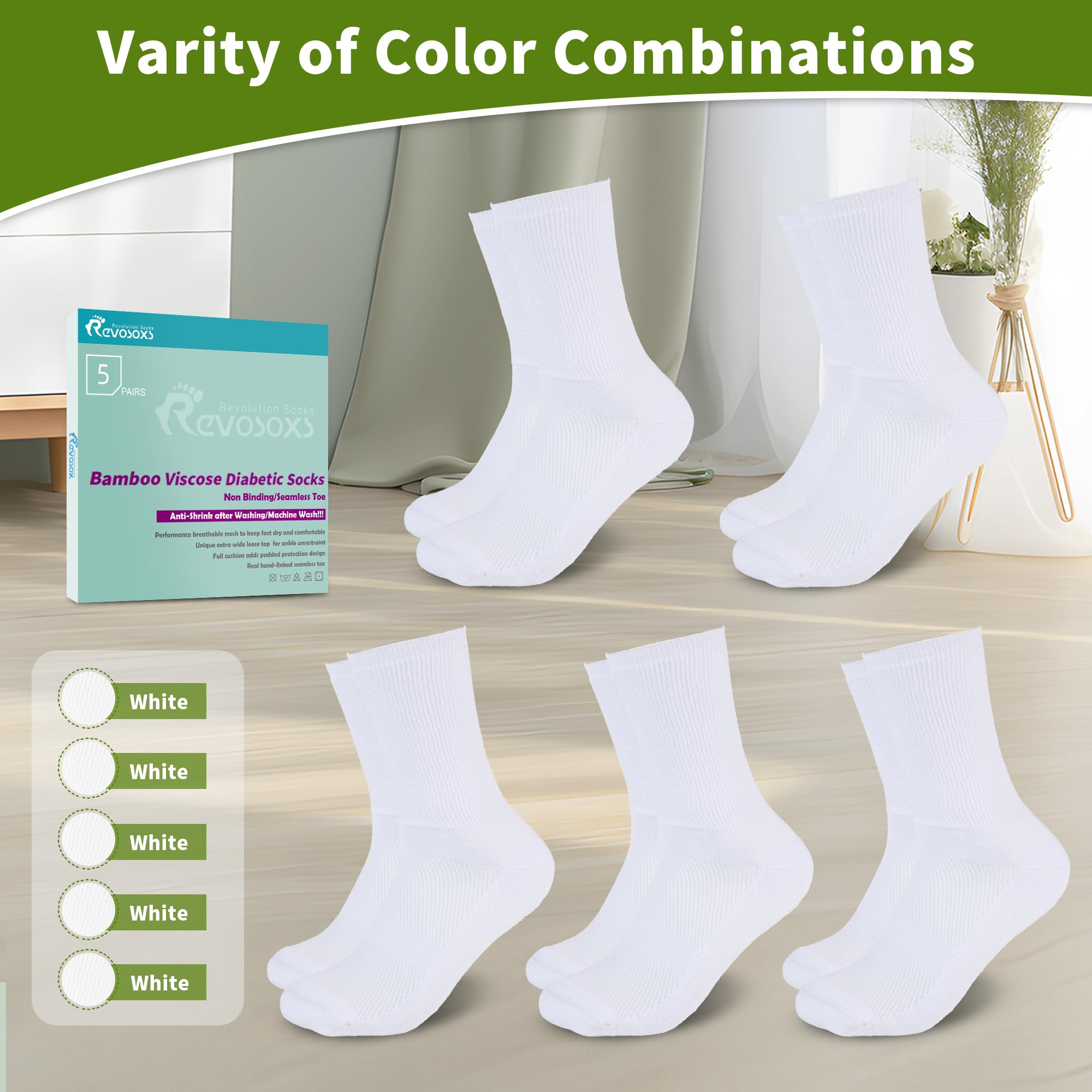 Revosoxs diabetic crew socks padded sole providing cushioned steps for daily comfort