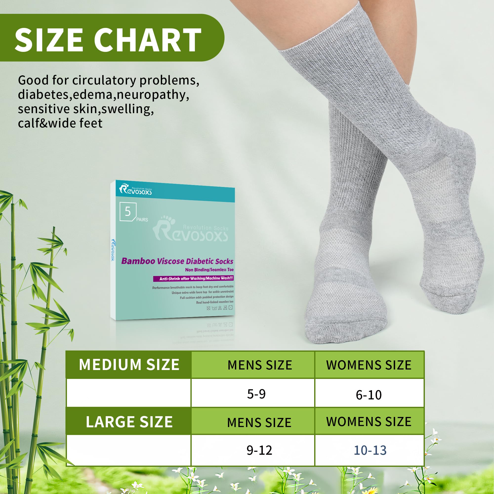 Revosoxs diabetic sock is machine washable for convenient care.