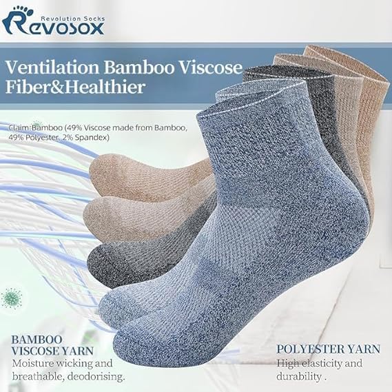 Revosoxs diabetic socks extra-width ankle offering easy slip-on and all-day comfort.