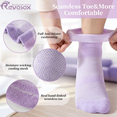 Revosoxs hand-linked toe seam minimizes irritation for sensitive toes.