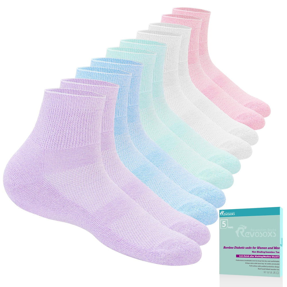 Revosoxs diabetic socks pack in pure medium for all-day comfort.