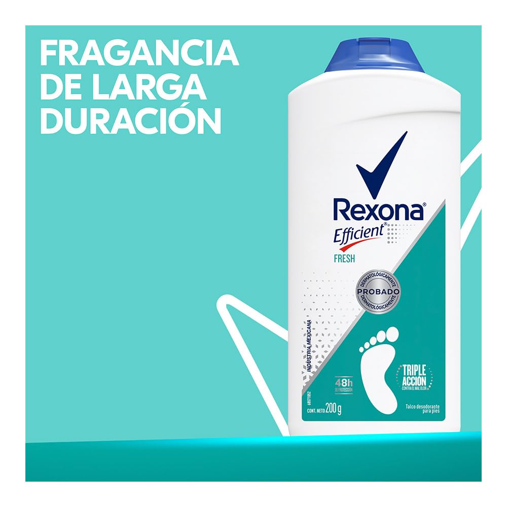 Rexona foot powder shelf display, everyday freshness for active feet.
