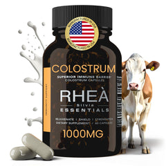 RHEASILVIA Rhea bovine colostrum capsules bottle for daily immune support