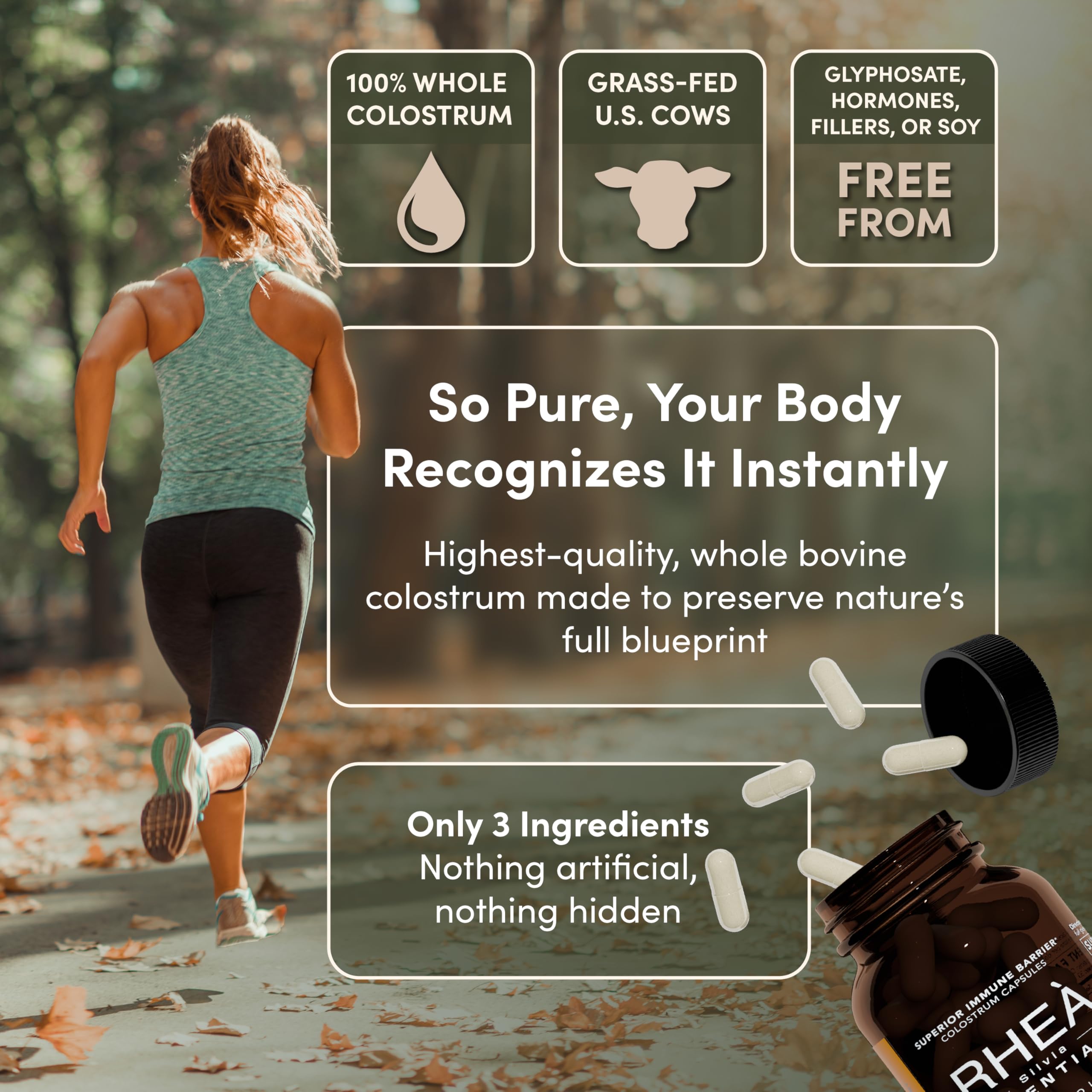 RHEASILVIA capsules with digestive health imagery