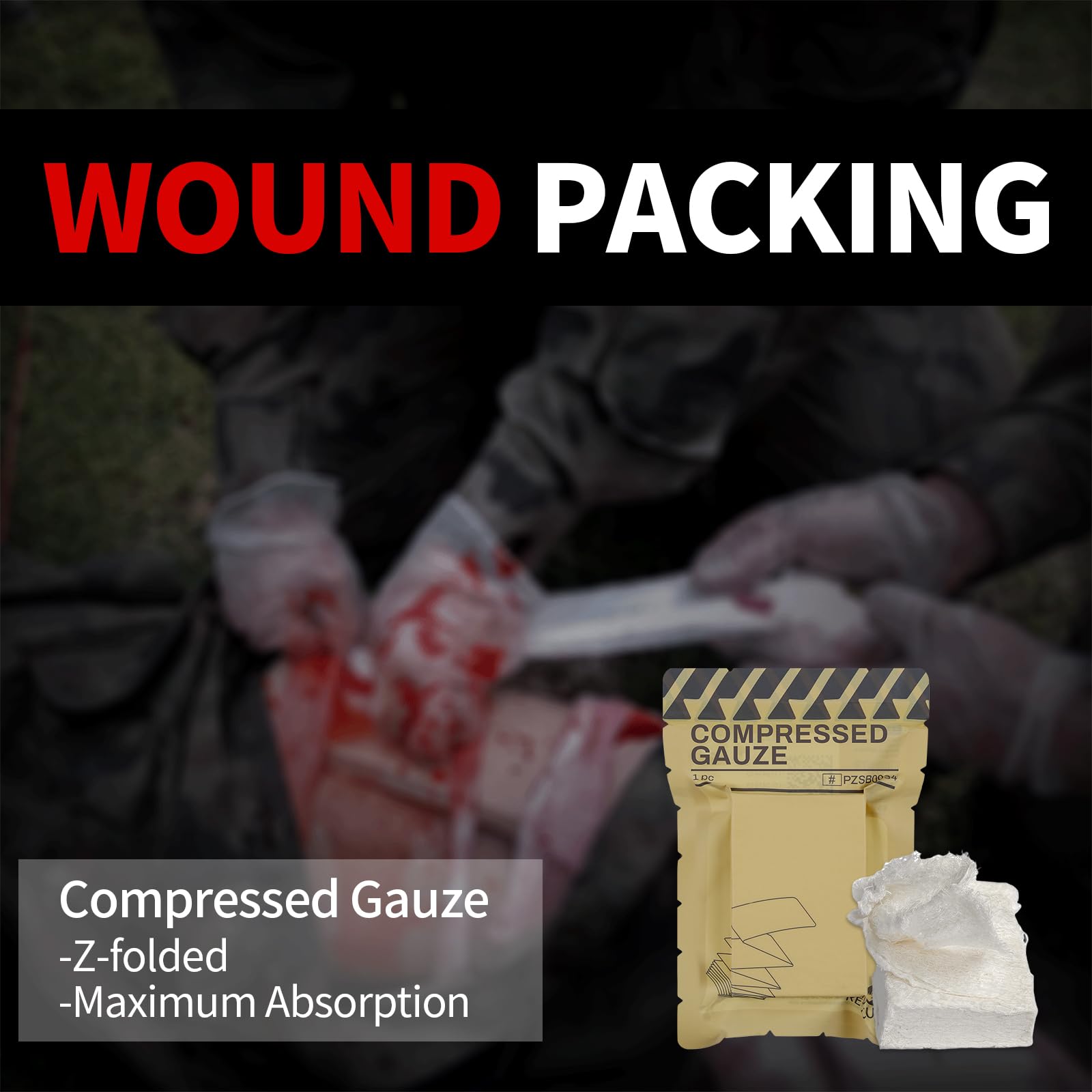 RHINO RESCUE backup gauze for sturdy hemostatic dressings in trauma care.