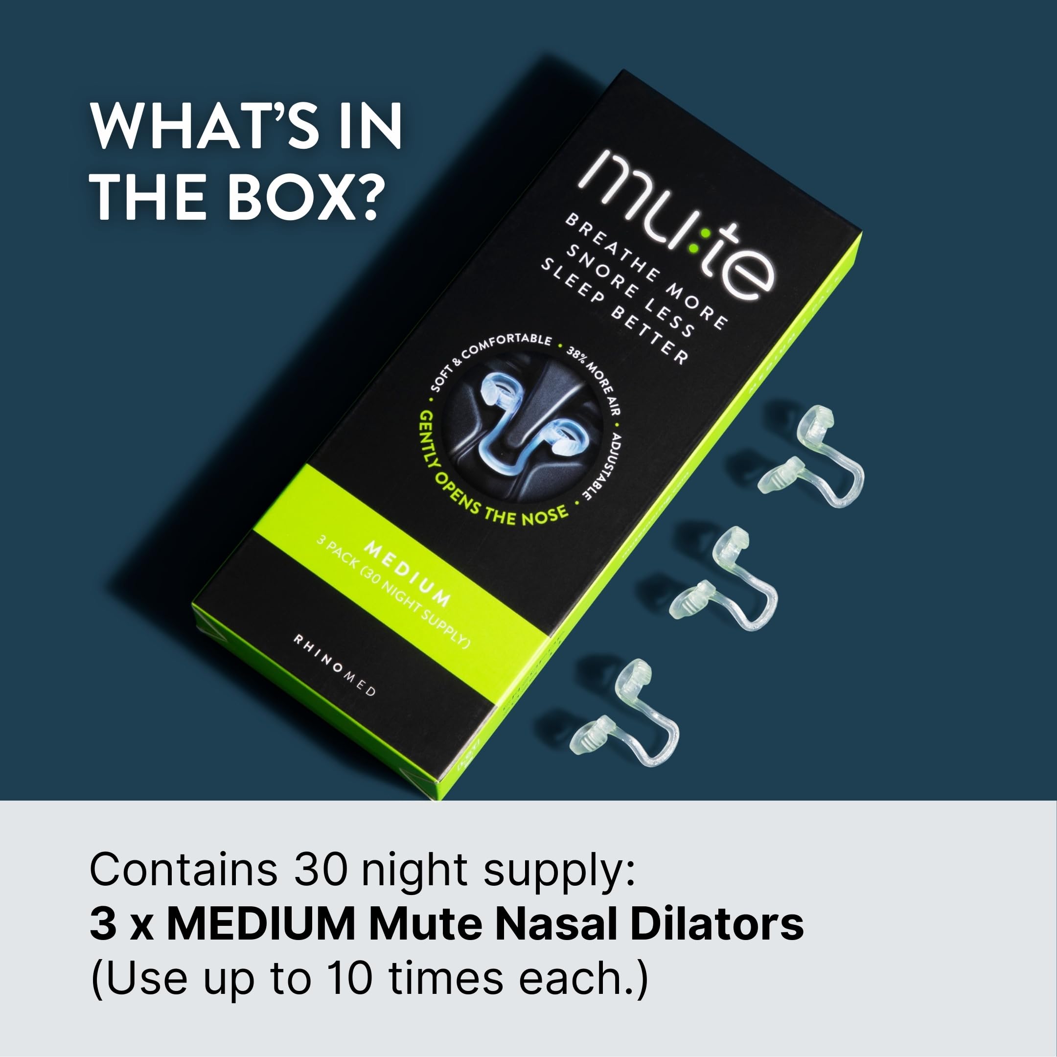 Rhinomed Mute night-time setup promotes peaceful sleep