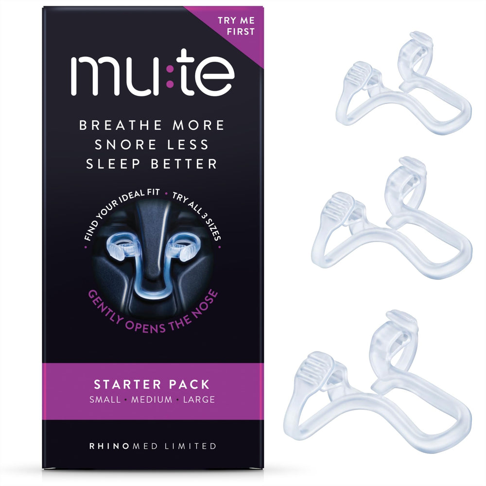 Rhinomed Mute Starter Pack unboxing with multiple sizes for trial fit and comfort.
