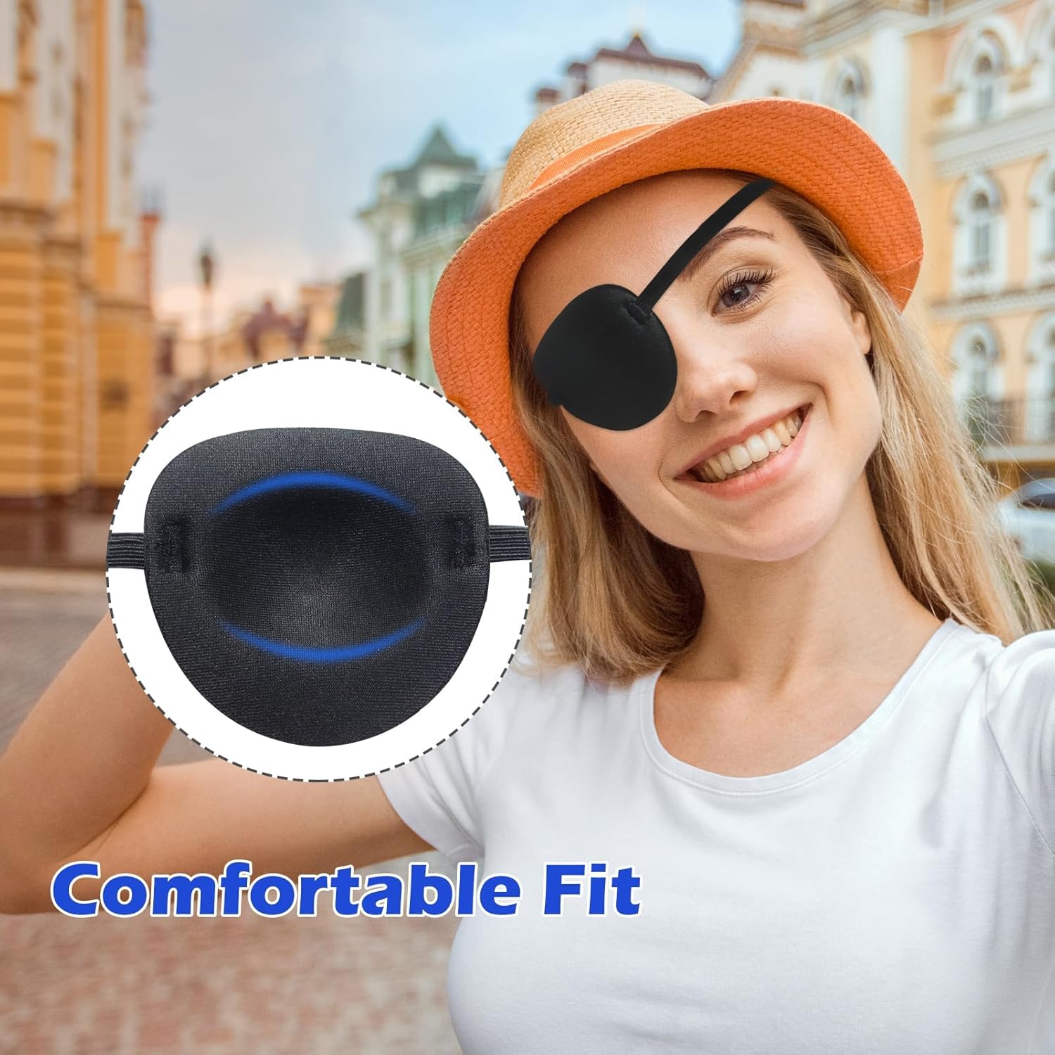 RIKEYO eye patch with adjustable elastic band for a secure fit
