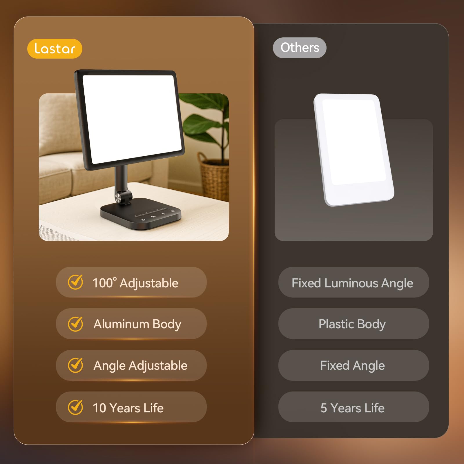 RICIAL Sun Lamp 90-degree adjustments maximize placement options