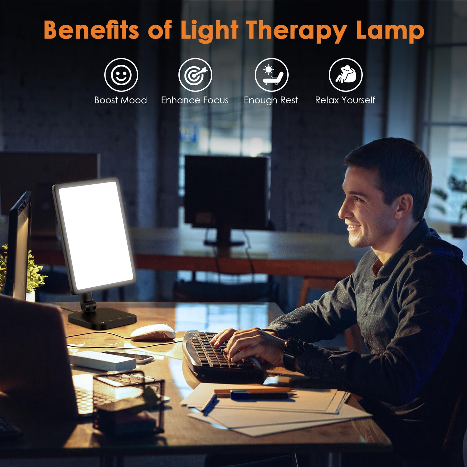 RICIAL Sun Lamp brightness and color temperature controls simplify setup