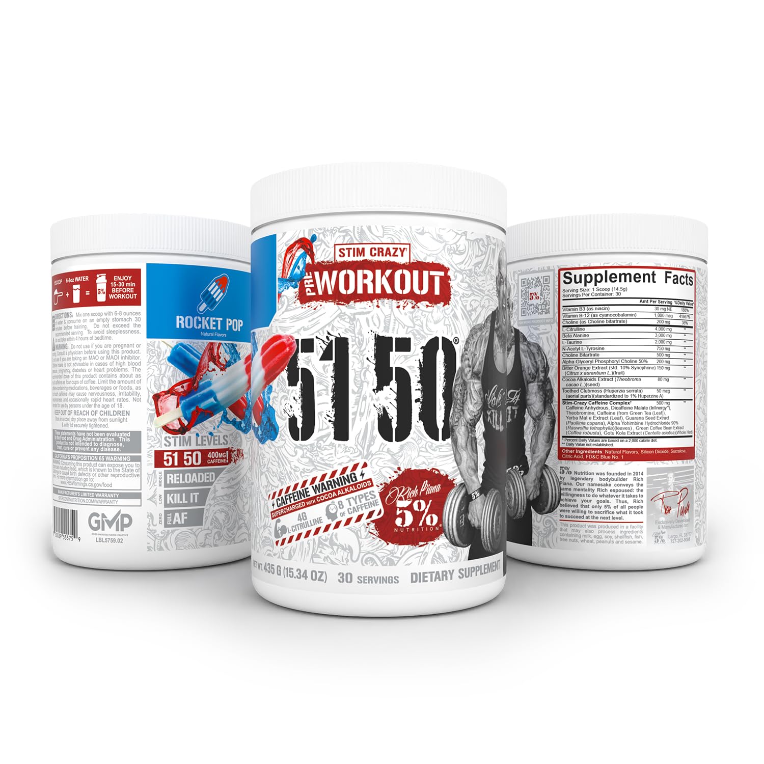 5% Nutrition Rich Piana 5150 Wildberry tub enhances pumps