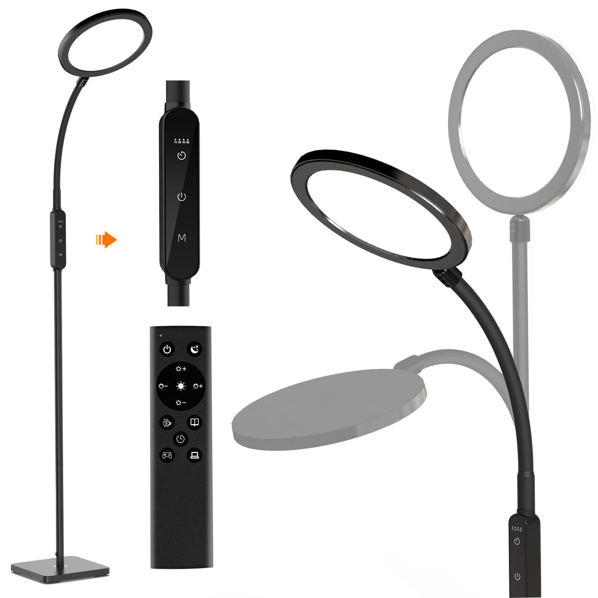 RICIAL 2-in-1 lamp front view for reading with daylight-style illumination
