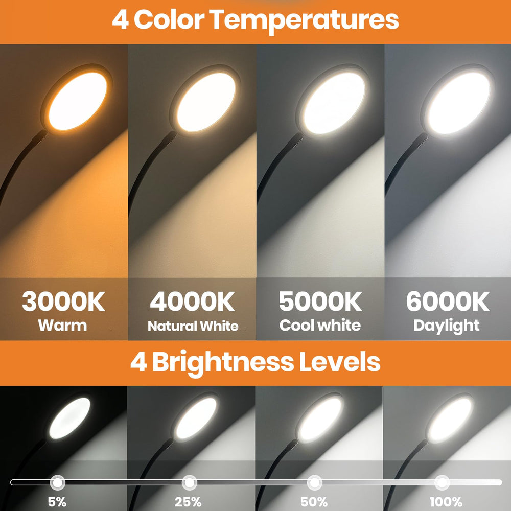RICIAL lamp tilted for adjustable angle and precise lighting for tasks