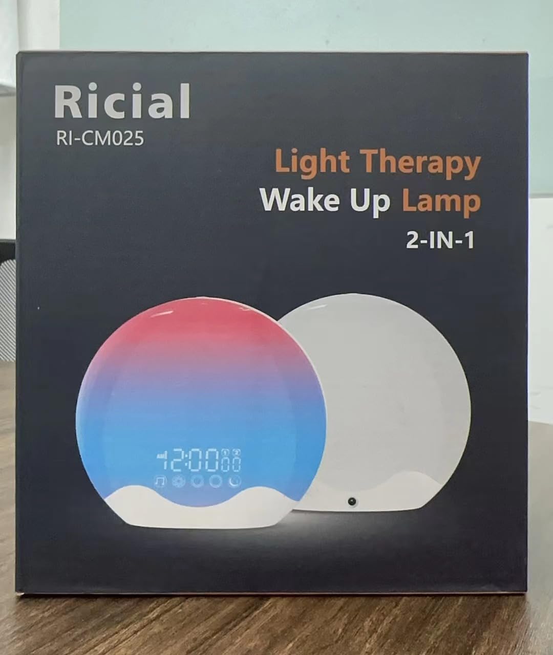 RICIAL compact design fits desks and nightstands for bedside brightening.