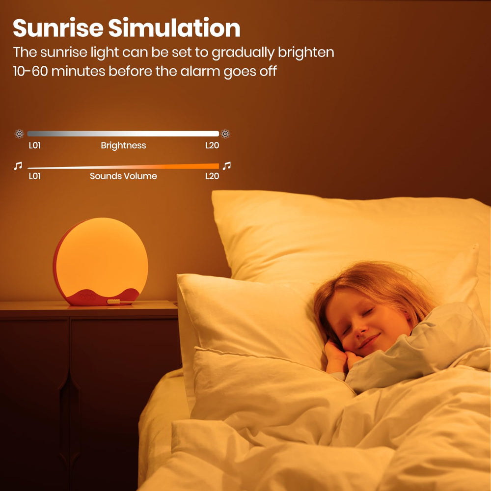 RICIAL Wake Up Light sunrise simulation supports gradual wake moments.