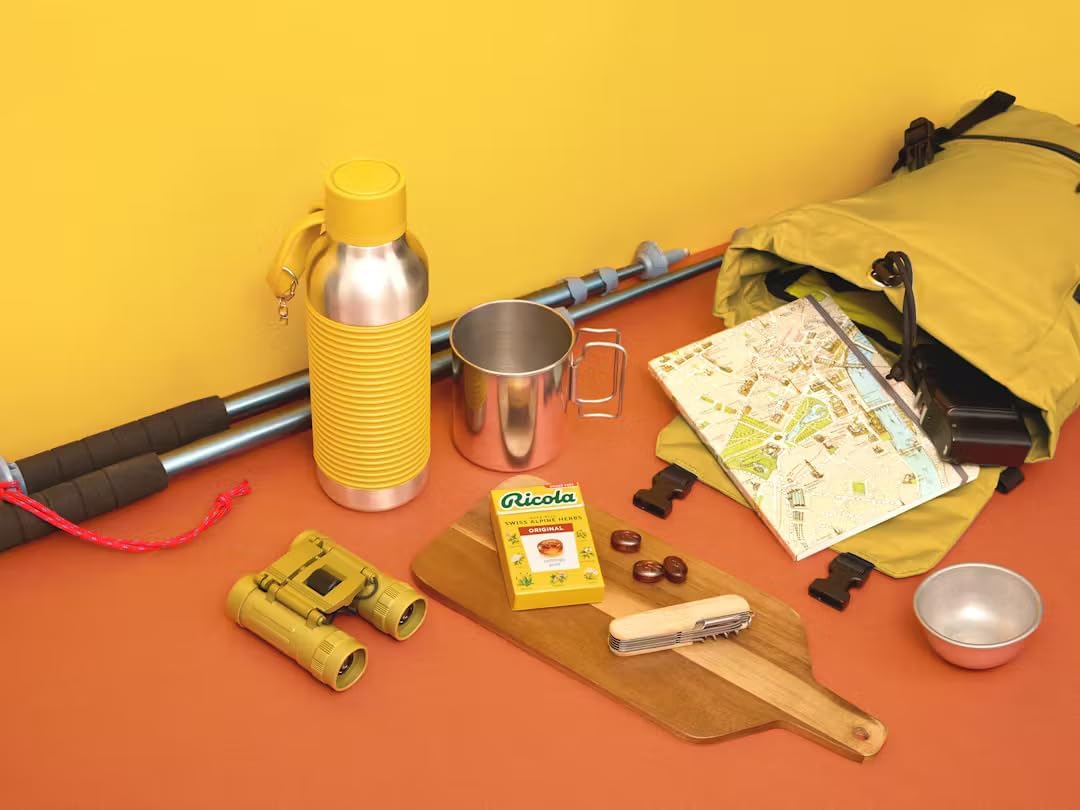 Ricola drops on table with mint notes suggest a refreshing break between tasks.