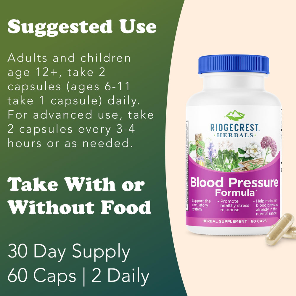 RidgeCrest Blood Pressure Formula bottle ready for daily use.