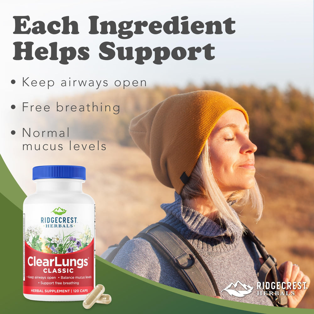 RidgeCrest ClearLungs Classic label highlighting the herbal formula