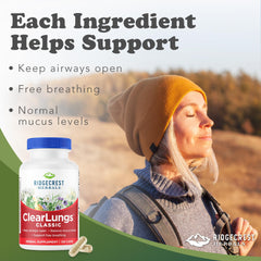 RidgeCrest ClearLungs Classic label highlighting the herbal formula