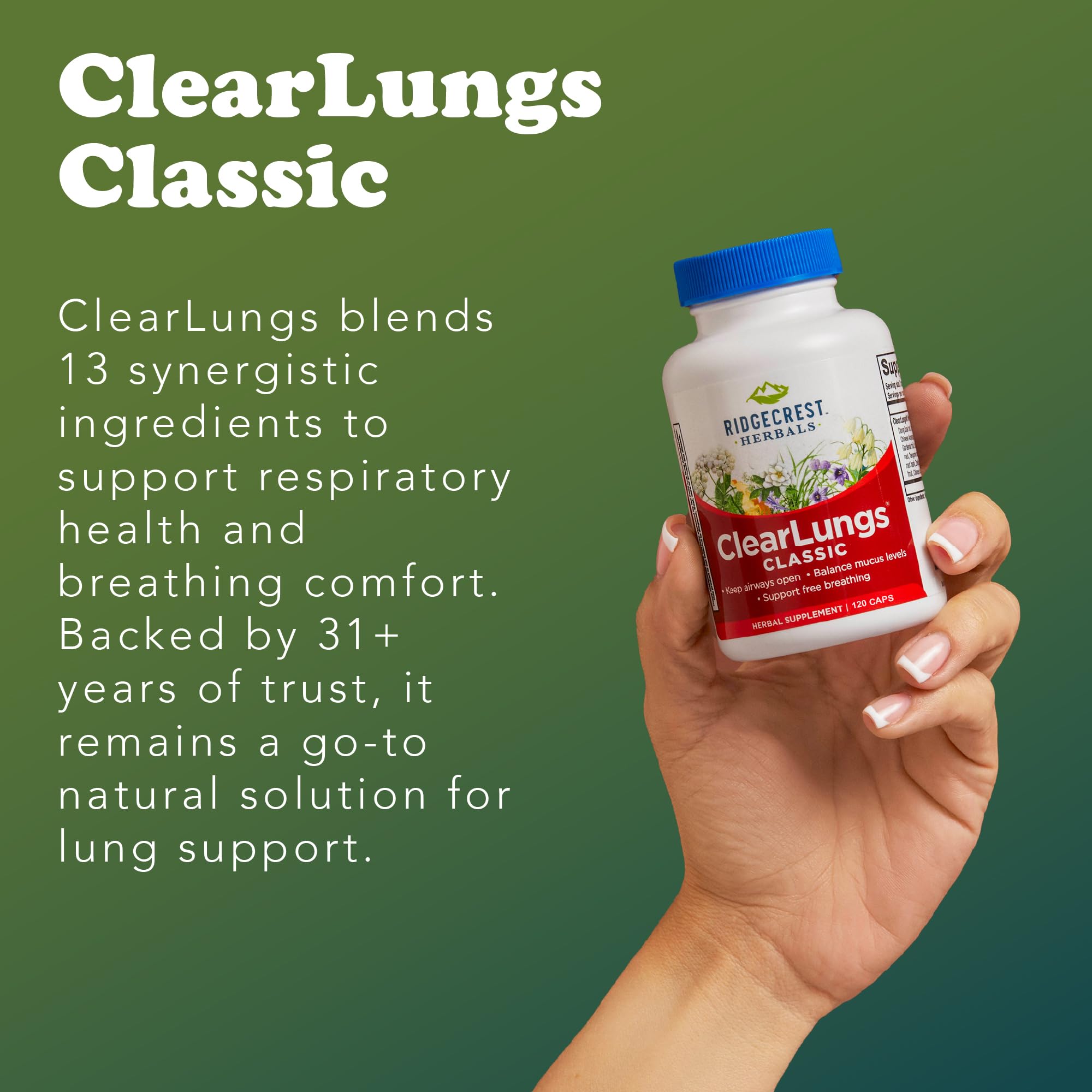 RidgeCrest ClearLungs Classic packaging on a clean countertop