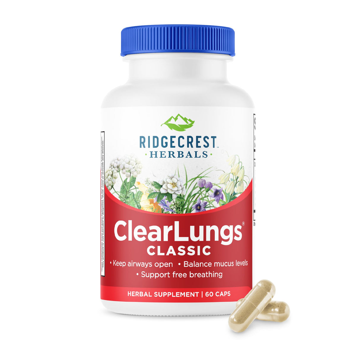 RidgeCrest Herbals ClearLungs Classic bottle for daily respiratory wellness.