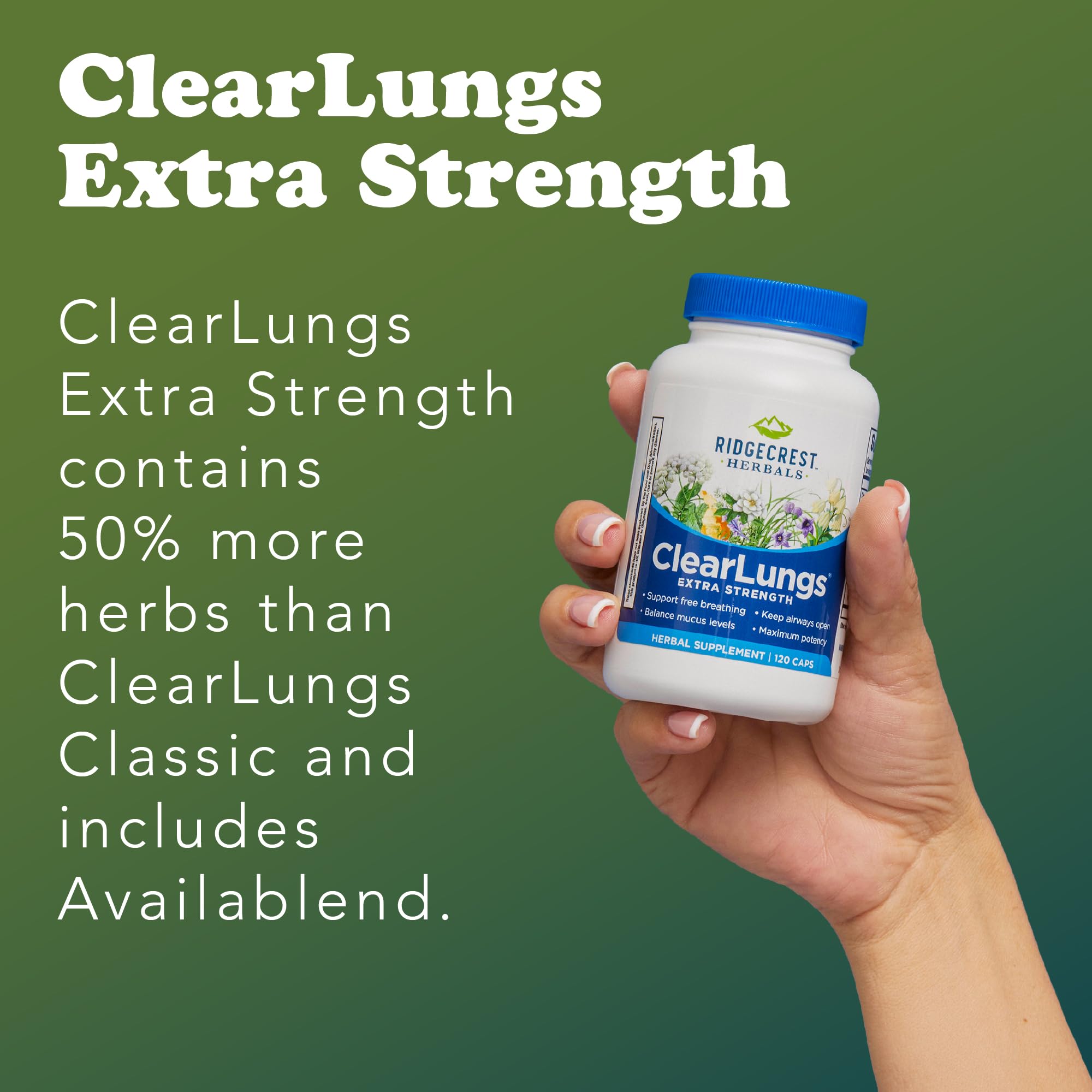 RidgeCrest ClearLungs packaging box on a shelf communicates fast acting potential
