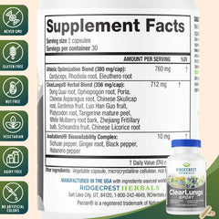 RidgeCrest ClearLungs Sport label front promising respiratory support on the go.