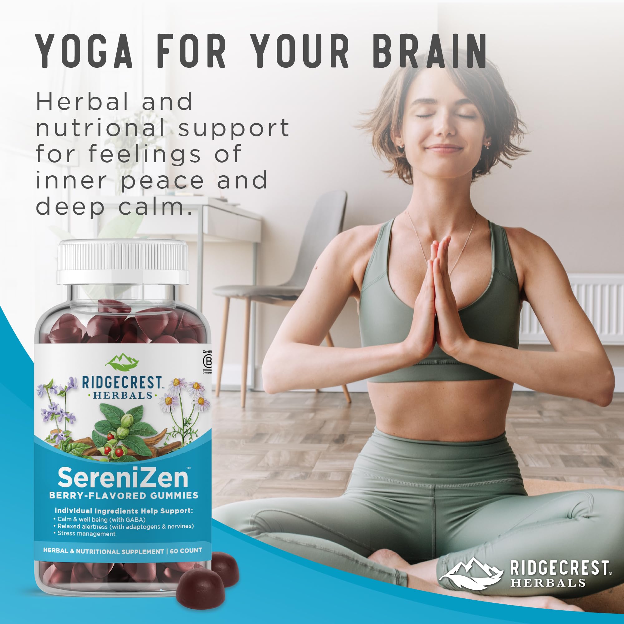 RidgeCrest SereniZen flat lay on desk for daily wellness routine.