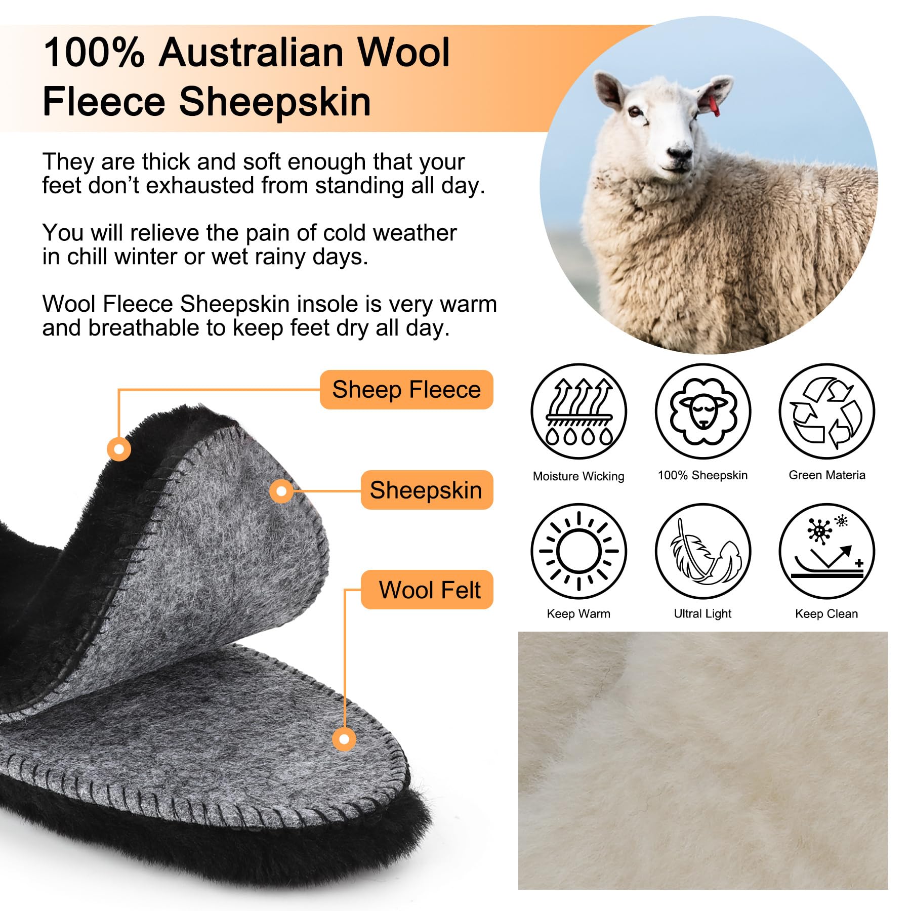 riemot breathable cushion wool texture promoting moisture control and fresh feet.