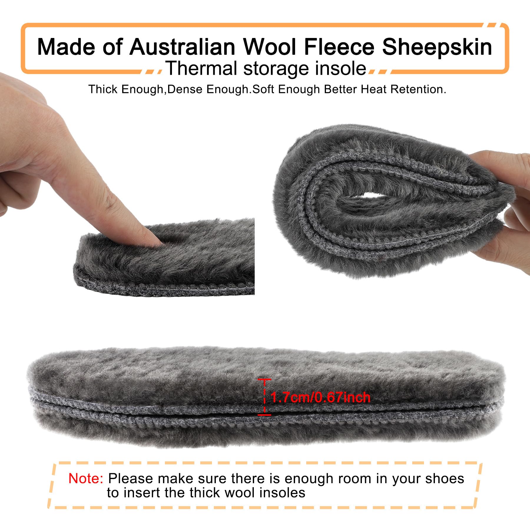 riemot insoles with tight stitching to keep fleece securely in place.