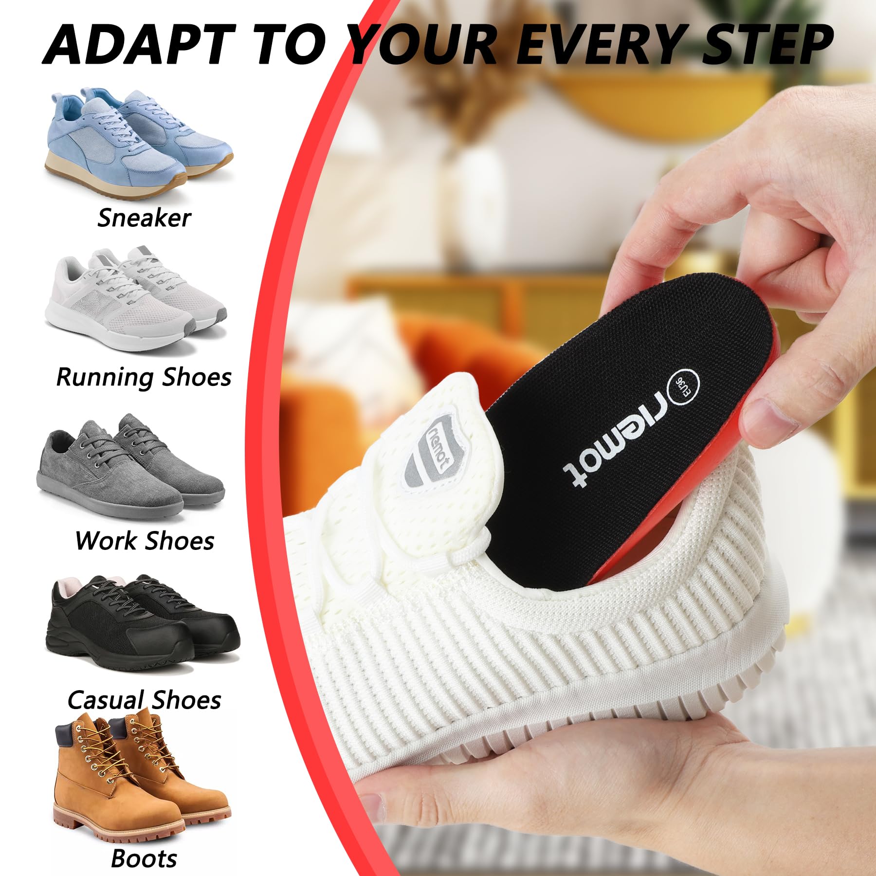 riemot heel cup protects and stabilizes the foot on impact.