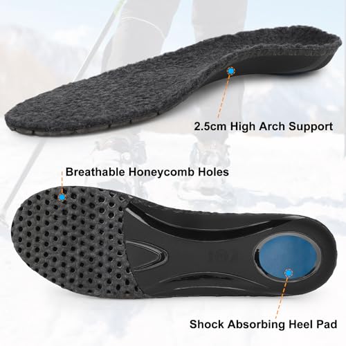 riemot women's arch support warm insoles - abrasion-resistant TPU bottom boosts durability