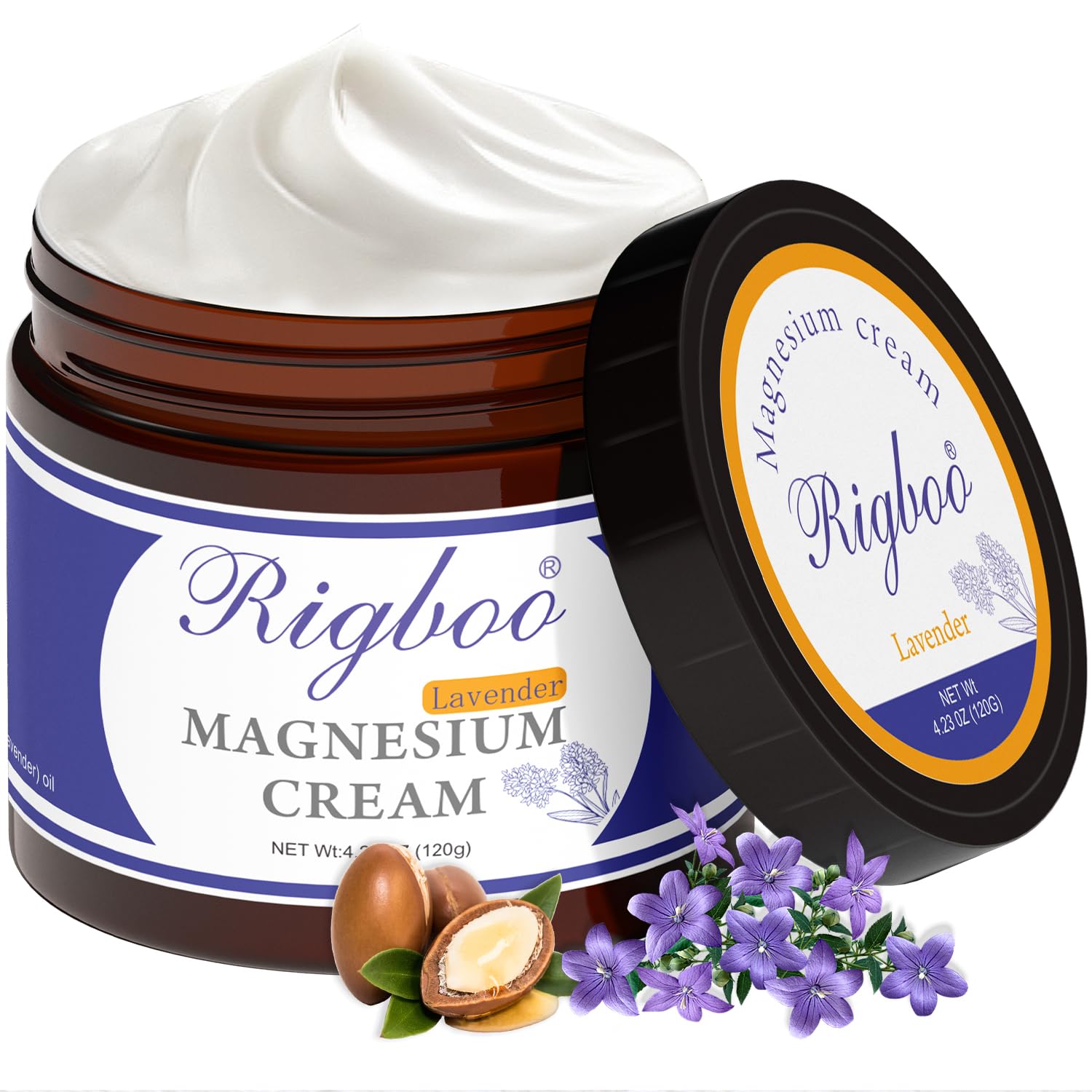 RIGBOO Magnesium Lotion Lavender bottle for soothing, fast-absorbing sleep support.
