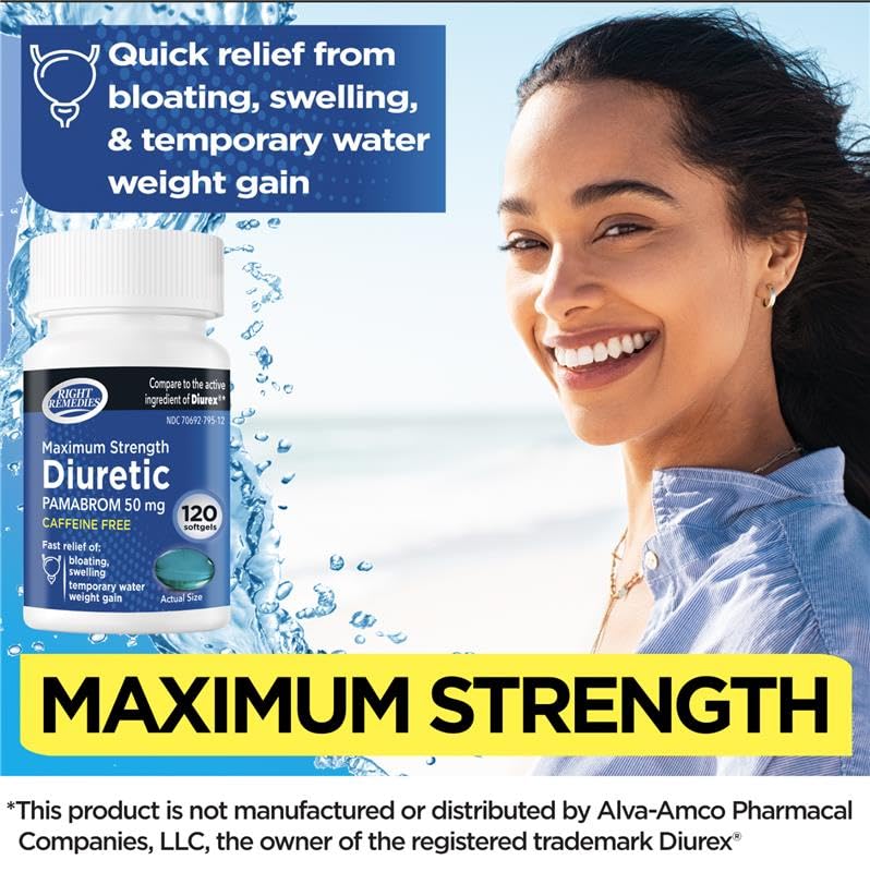 RIGHT REMEDIES caffeine-free diuretic packaging highlights stimulant-free formula
