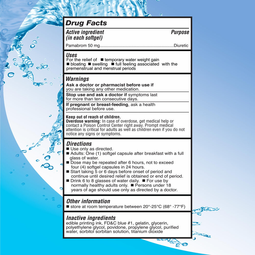 RIGHT REMEDIES pamabrom 50mg softgel label showing active ingredient