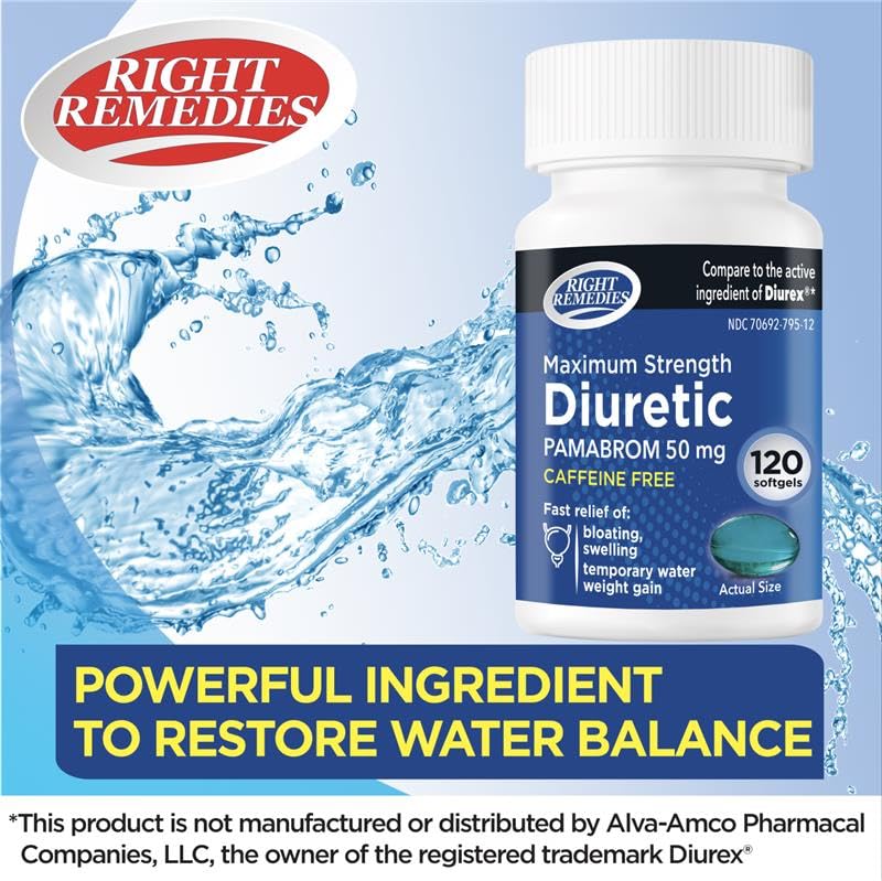 RIGHT REMEDIES water-weight relief softgels shown for portable daily use
