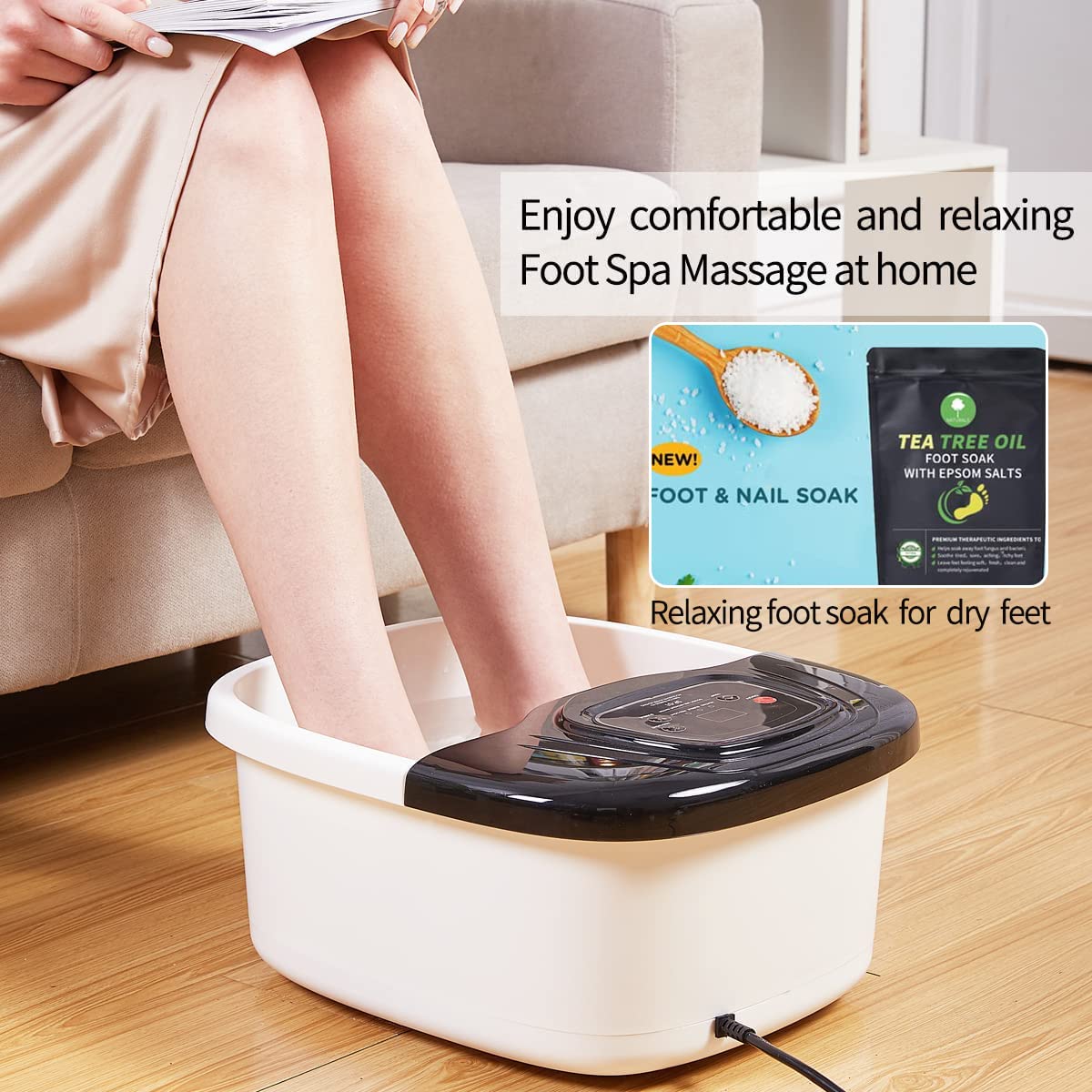 Rightmell foot spa bubble function delivers gentle bubbles for relaxation.