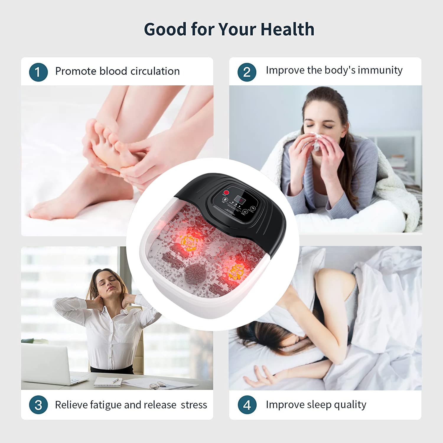 Rightmell Foot Spa quick heat keeps water at your preferred temperature.